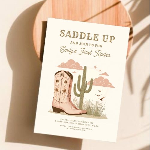 Saddle up Wild Western Cactus Girl  Invitation