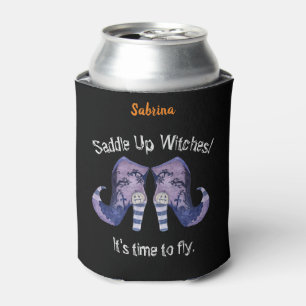 Saddle Up Witches Halloween Illustrated Boots Can Cooler