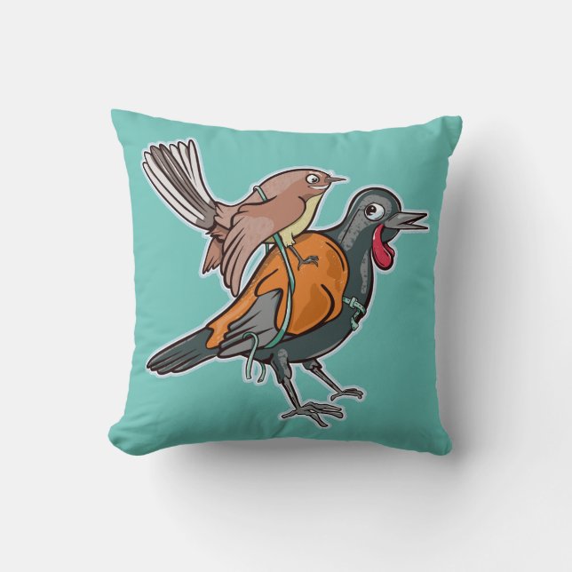 Saddleback and fantail throw pillow (Front)