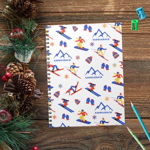 Saddleback Mountain Maine Ski Snowboard Pattern Notebook