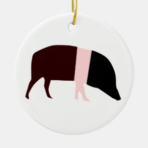 Saddleback Pig Custom Birthday Ceramic Ornament