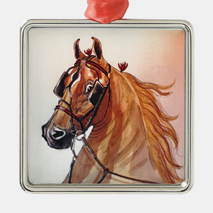 Pewter Harness Horse 2 Piece Ornament 