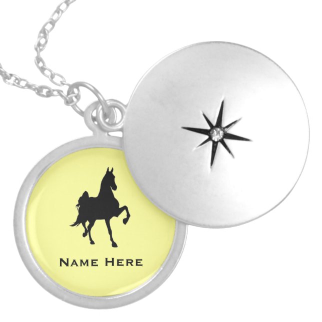 Saddlebred Horse Silhouette Silver Plated Necklace (Front)