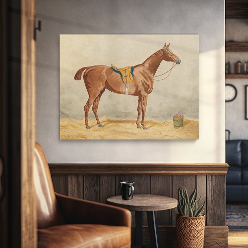 Saddled Horse in Stable by Emil Volkers Canvas Print