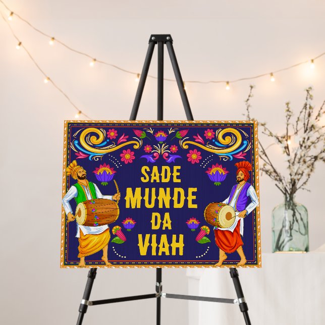 Sade Munde da Viah Punjabi Wedding sign, Viah wala Foam Board (In Situ (Stand))