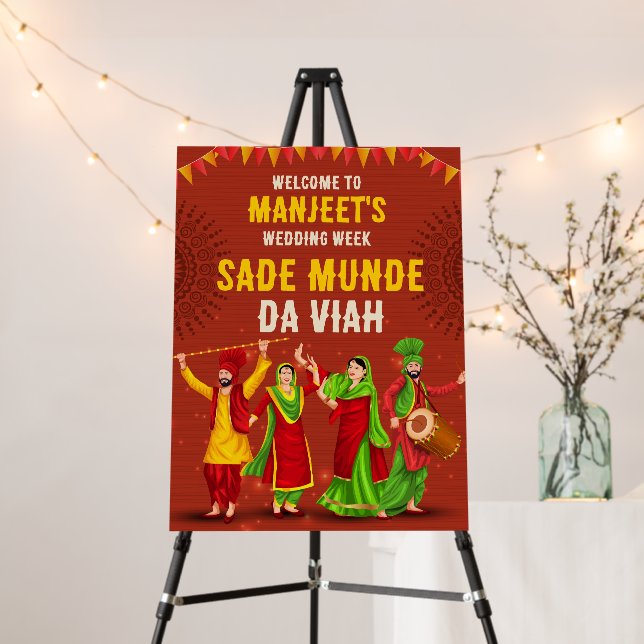 Sade Munde da Viah Punjabi Wedding Welcome sign (In Situ (Stand))