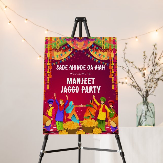 Sade Munde da Viah wala Ghar Jaggo welcome sign (In Situ (Stand))