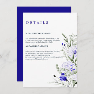 Sade Of Royal Blue Ivory Floral Wedding Details Enclosure Card
