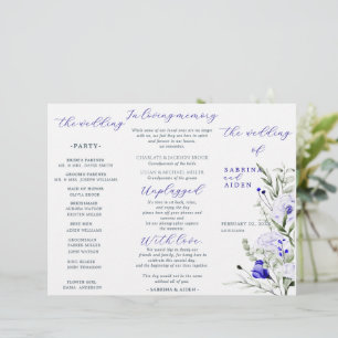 Sade Of Royal Blue Ivory Floral Wedding Program