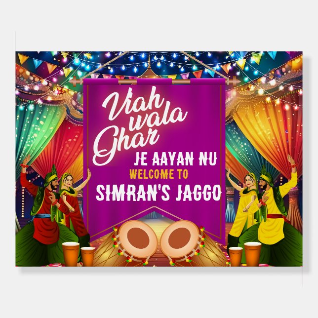 Sadi Kuri da Viah wala ghar Jaggo welcome sign (Front)