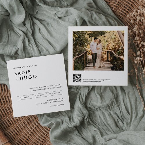 SADIE Minimal Square Wedding Invite Photo QR Code
