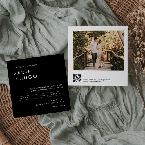 SADIE Minimal Square Wedding Invite Photo QR Code