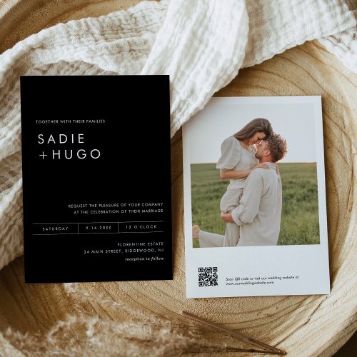 SADIE Minimal Wedding Invite with Photo  QR Code
