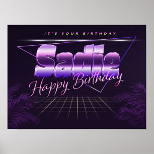 Sadie Name Vorname lila retro Poster Geburtstag