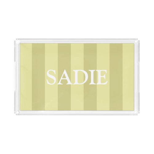Sadie Or Add Your Name Yellow Striped Acrylic Tray