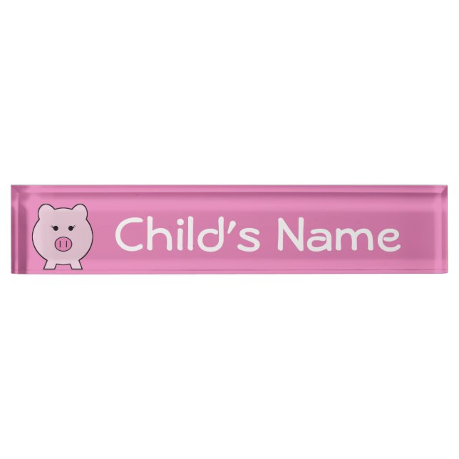 Sadie the Pink Pig ~ Cute Girly Kawaii Desk Name Plate (Front)