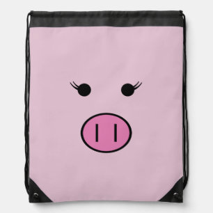 Sadie the Pink Pig ~ Cute Girly Kawaii Drawstring Bag