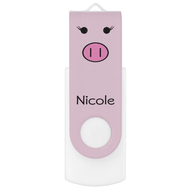 Sadie the Pink Pig ~ Cute Girly Kawaii Flash Drive (Back (Vertical))