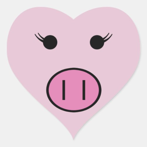Sadie the Pink Pig  Cute Girly Kawaii Heart Sticker