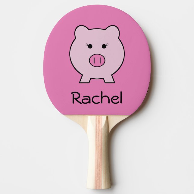 Sadie the Pink Pig ~ Cute Girly Kawaii Ping-Pong Paddle (Front)