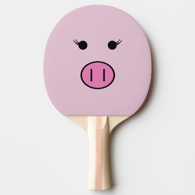 Sadie the Pink Pig ~ Cute Girly Kawaii Ping-Pong Paddle (Front)