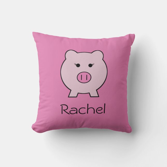 Sadie the Pink Pig ~ Cute Girly Kawaii Throw Pillow (Front)
