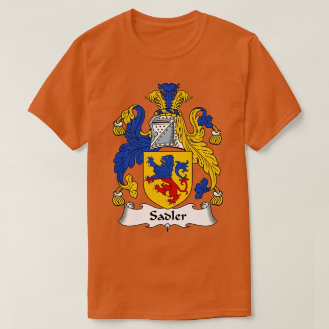 Sadler Coat of Arms Family Crest  T-Shirt (Design Front)