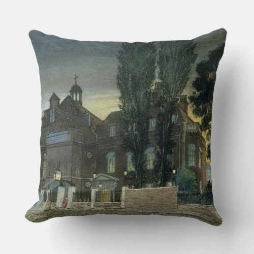 Sadlers Wells 1826 coloured engraving Throw Pillow