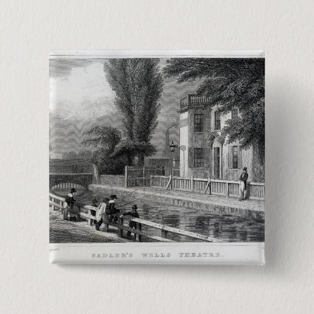 Sadler's Wells Theatre, engraved by J. Garner Pinback Button (Front)