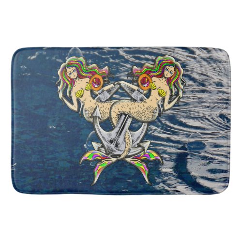 Sadly mermaids at anchor bath mat