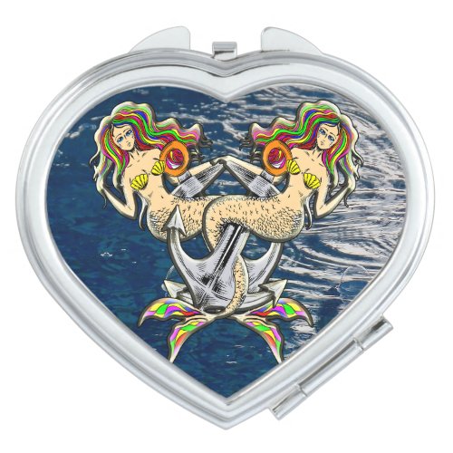 Sadly mermaids at anchor compact mirror