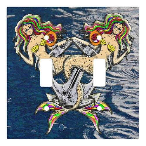 Sadly mermaids at anchor light switch cover