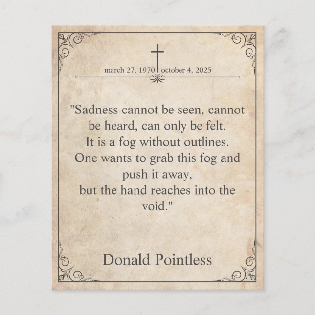 Sadness cannot be seen - Funeral Vintage Card (Front)