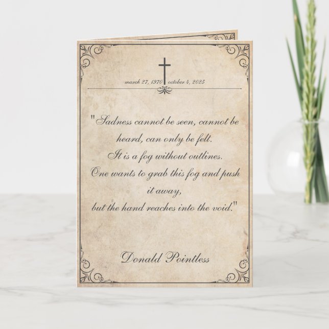 Sadness cannot be seen - Funeral Vintage Card (Front)