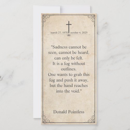 Sadness cannot be seen _ Funeral Vintage Card
