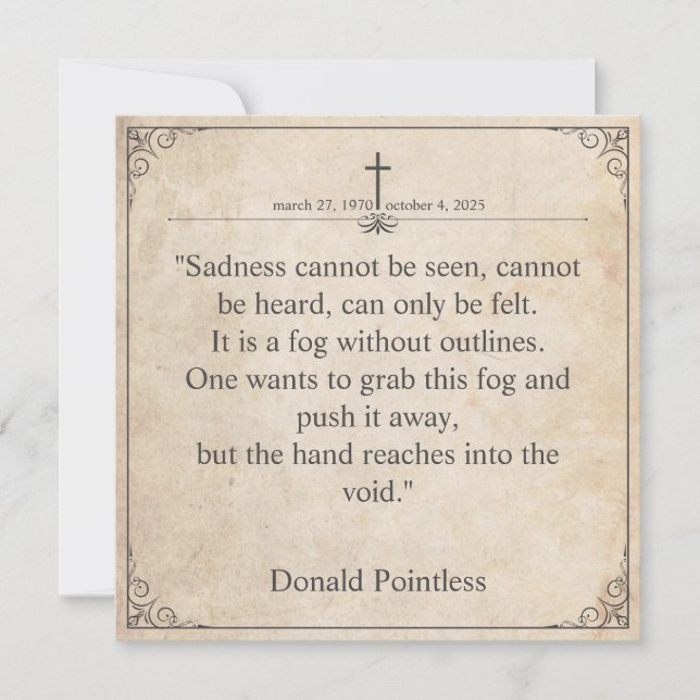 Sadness cannot be seen - Funeral Vintage Card (Front)