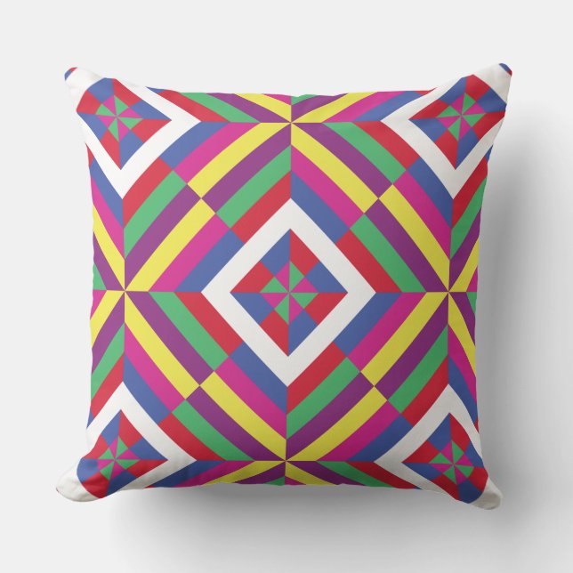 Saekdong Korean Buddhist Lucky Stripes Origami Throw Pillow (Front)