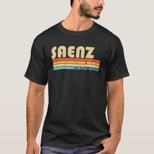 SAENZ Surname Funny Retro Vintage 80S 90S Birthday T_Shirt
