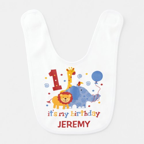 Safari 1st Birthday Baby Bib