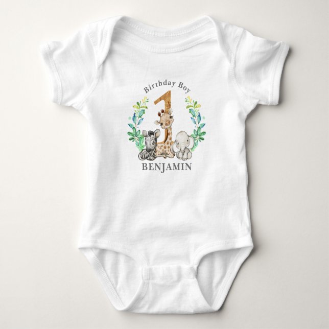 Safari 1st Birthday Baby Bodysuit (Front)
