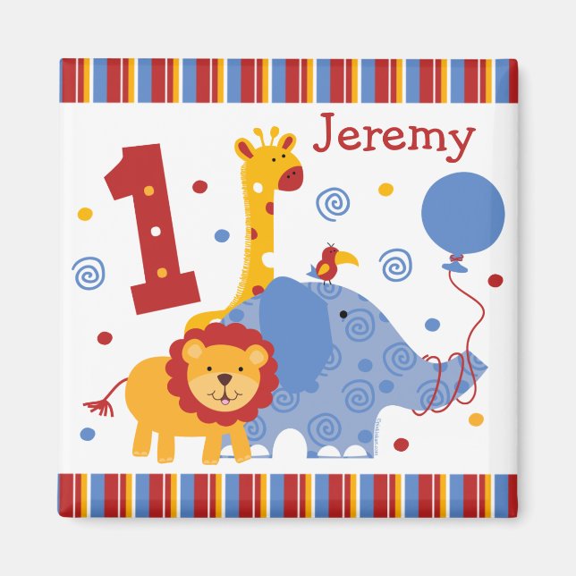 Safari 1st Birthday Custom Magnet (Front)