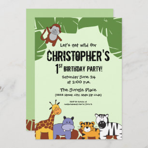 Safari 1st birthday Let's get wild Invitation