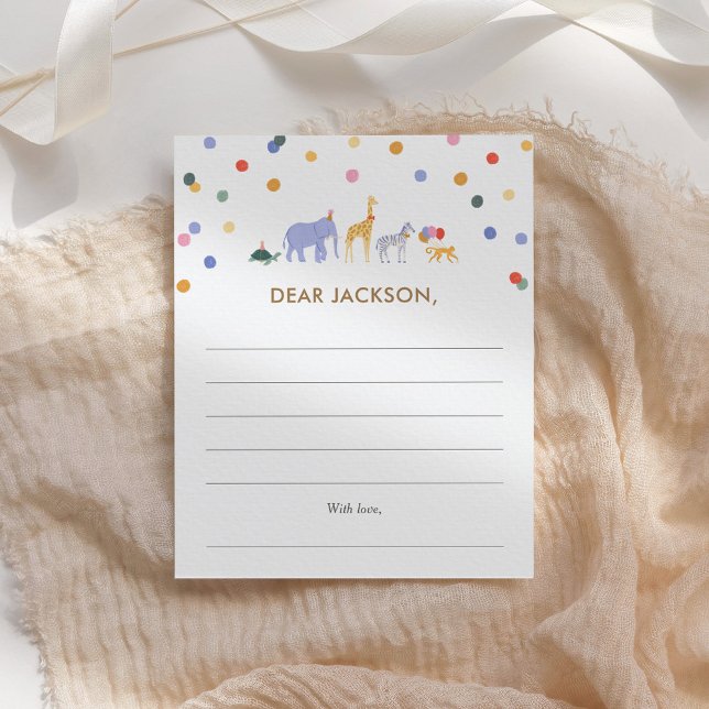 Safari 1st Birthday Party Time Capsule Note Card (Creator Uploaded)