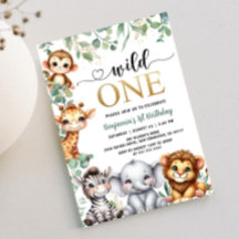 Safari 1st Birthday Wild One | Gold Jungle Animals