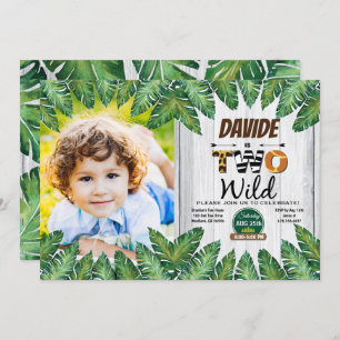 Safari 2nd birthday party photo invitation
