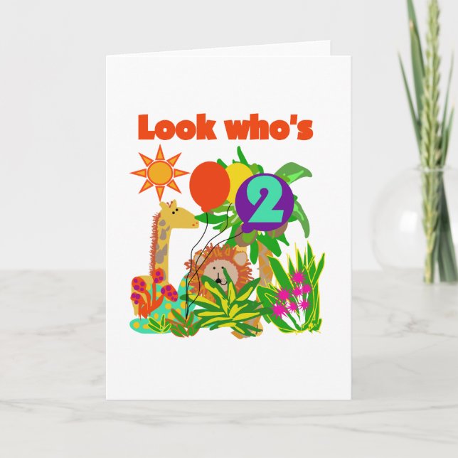 Safari 2nd Birthday T-shirts and Gifts Card (Front)