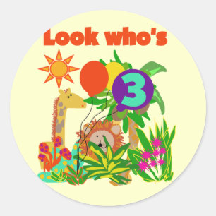 Safari 3rd Birthday Tshirts and Gifts Classic Round Sticker