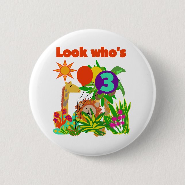 Safari 3rd Birthday  Tshirts and Gifts Pinback Button (Front)