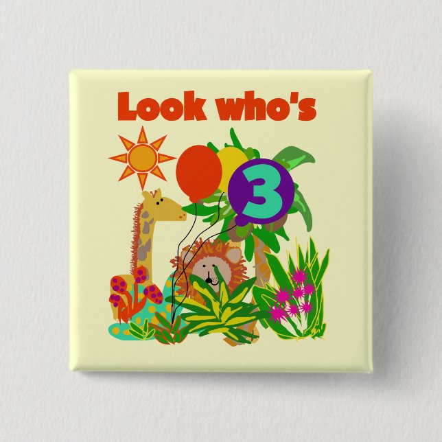 Safari 3rd Birthday  Tshirts and Gifts Pinback Button (Front)