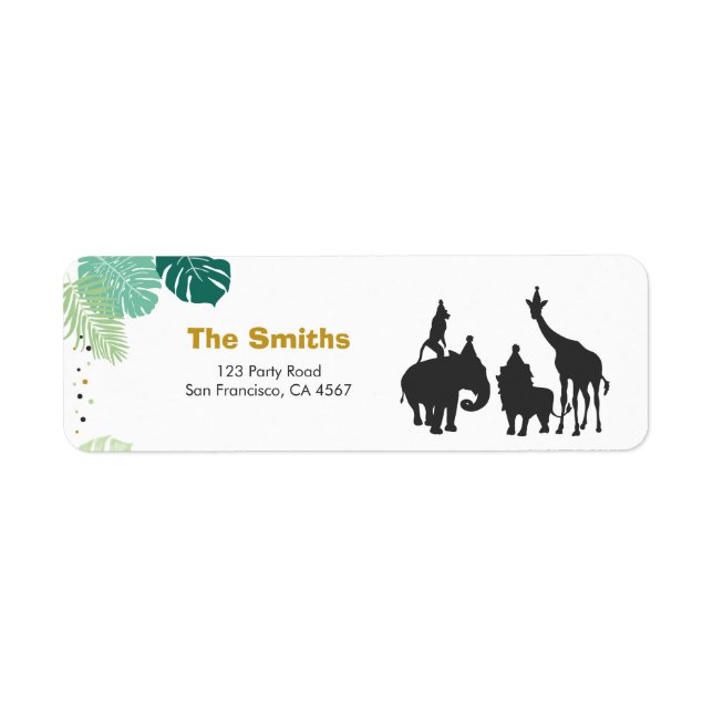 Safari Address Labels Wild one Animals Jungle Zoo (Front)